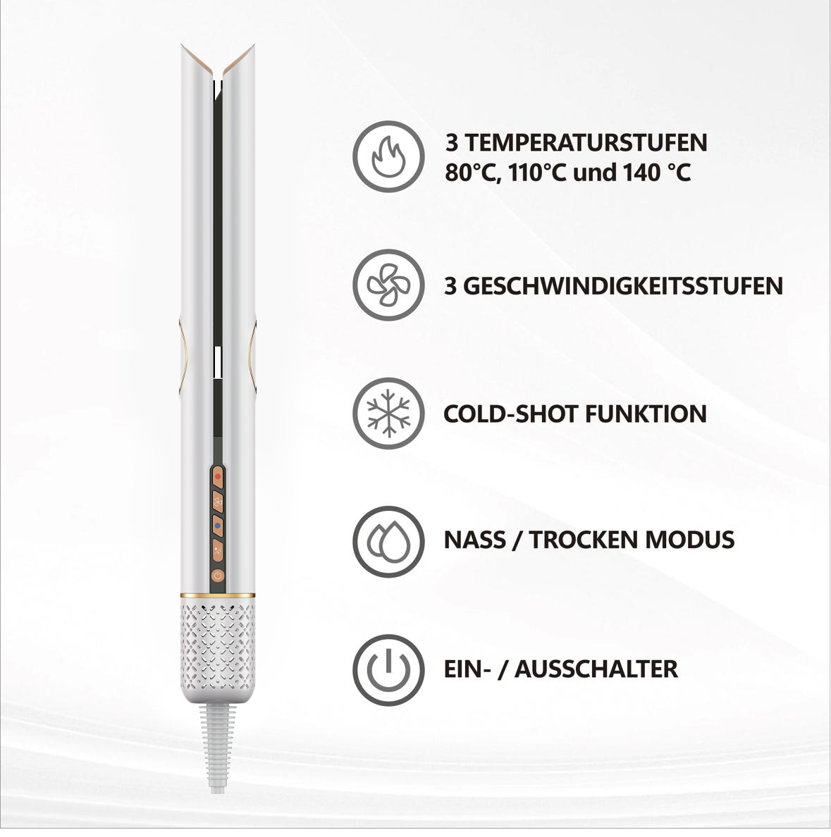 Whipl™ Straithair Pro - Luftglätter- und GRATIS AirPro Föhnstyler inkl. 5 Aufsätze