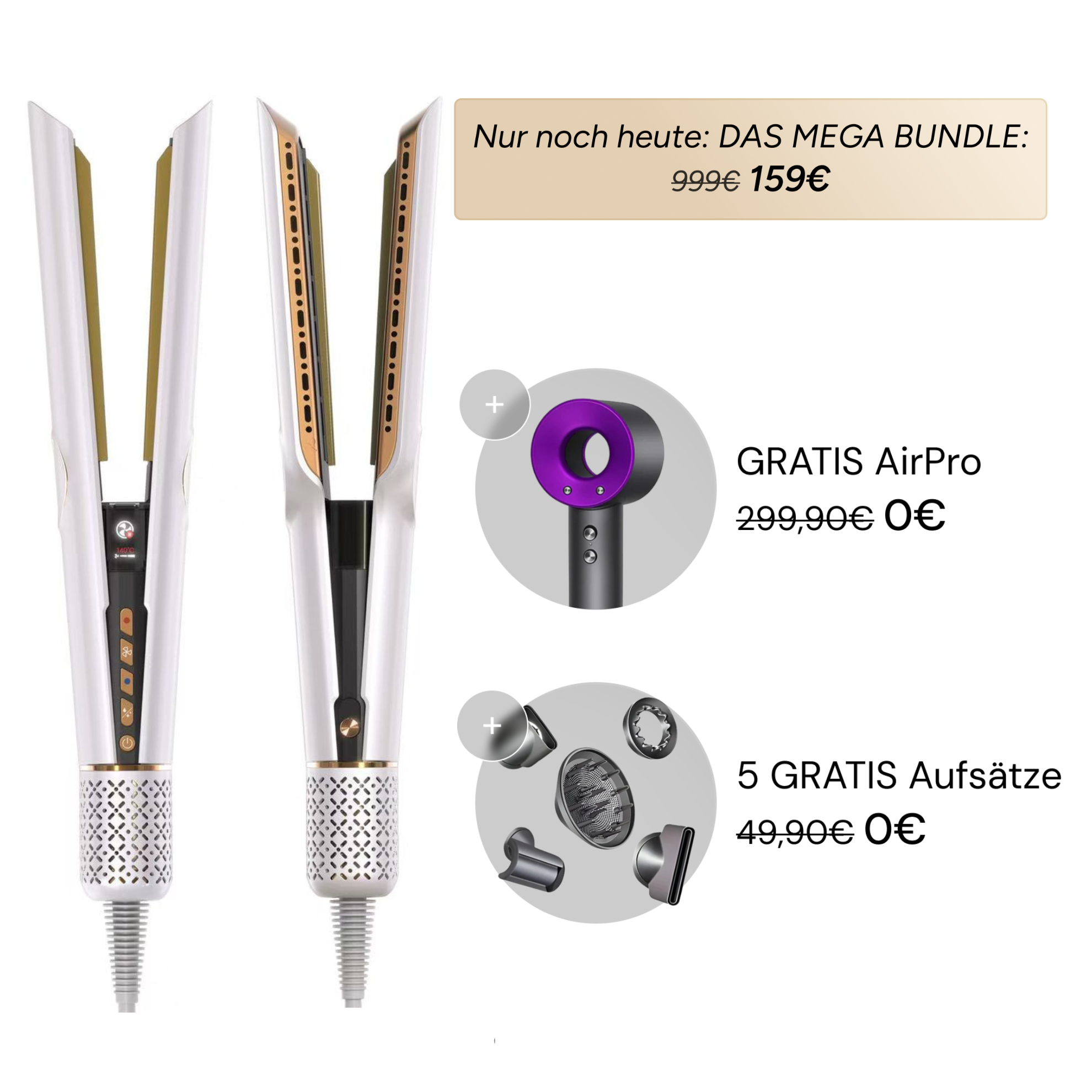 Whipl™ Straithair Pro - Luftglätter- und GRATIS AirPro Föhnstyler inkl. 5 Aufsätze