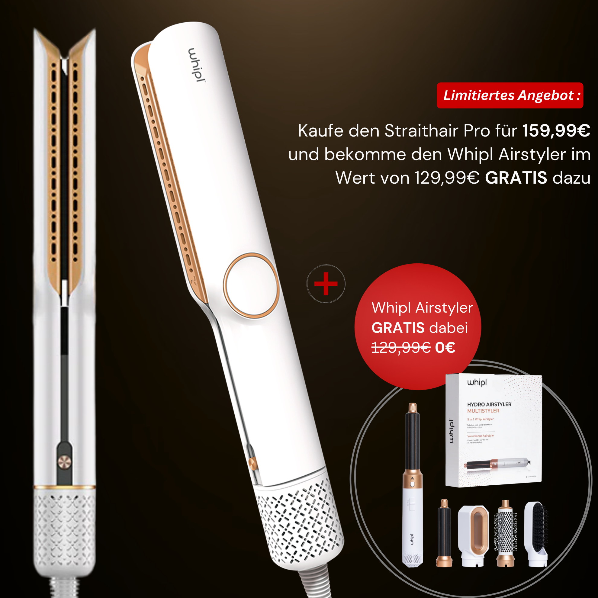 Whipl™  Straithair Pro - Luftglätter + GRATIS Airstyler inkl. 5 Aufsätze